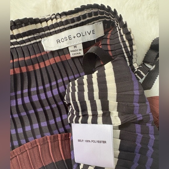 Ross-Olive Spaghetti Straps Pleat Striped Camisole Tank Top, Size: Medium - Picture 7 of 7